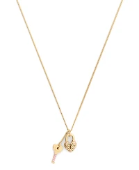 Coach Faux Stone Charming Charms Signature Padlock Key Pendant Necklace