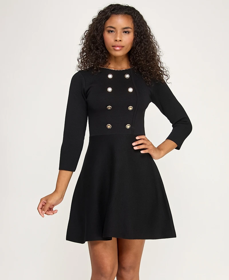 Bcx Juniors' 3/4-Sleeve Crewneck Sweater Dress