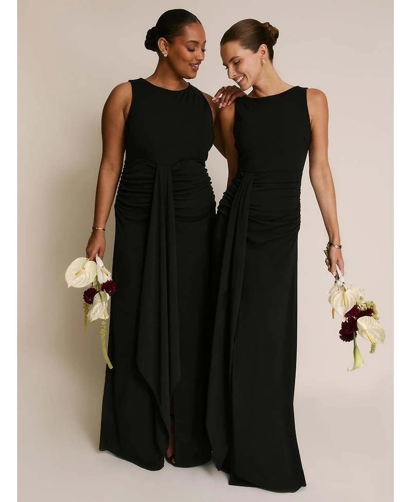 Six Stories Women's Drape Gathered Sleeveless Stretch Dress