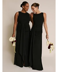 Six Stories Women's Drape Gathered Sleeveless Stretch Dress