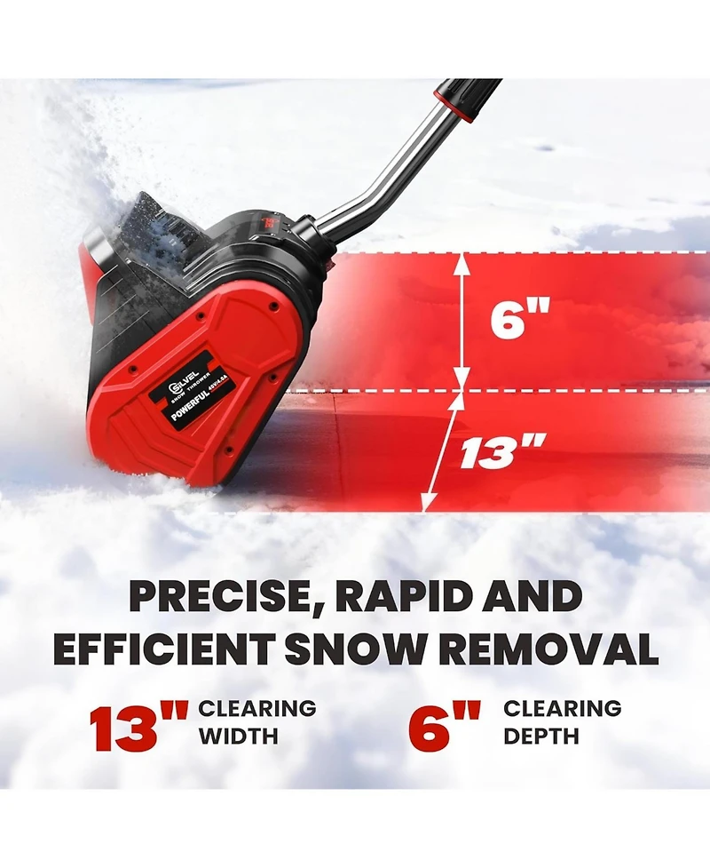 Silvel 20V Cordless Snow Shovel, 13-Inch Electric Snow Thrower with Adjustable Handle, Two Batteries, Quick Charger and Scraper Bar