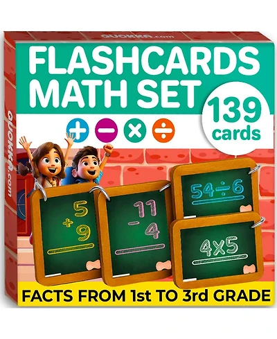 Quokka Math Flash Cards for Kids Ages 5-8 - Addition and Subtraction, Multiplication - 139 Double-Sided Flashcards for Studying