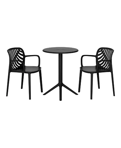 WestinTrends 3-Piece Outdoor Resin Patio Bistro Table Set with Stackable Dining Side Chairs For 2