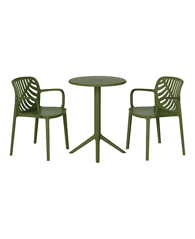 WestinTrends 3-Piece Outdoor Resin Patio Bistro Table Set with Stackable Dining Side Chairs For 2
