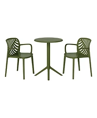 WestinTrends 3-Piece Outdoor Resin Patio Bistro Table Set with Stackable Dining Side Chairs For 2