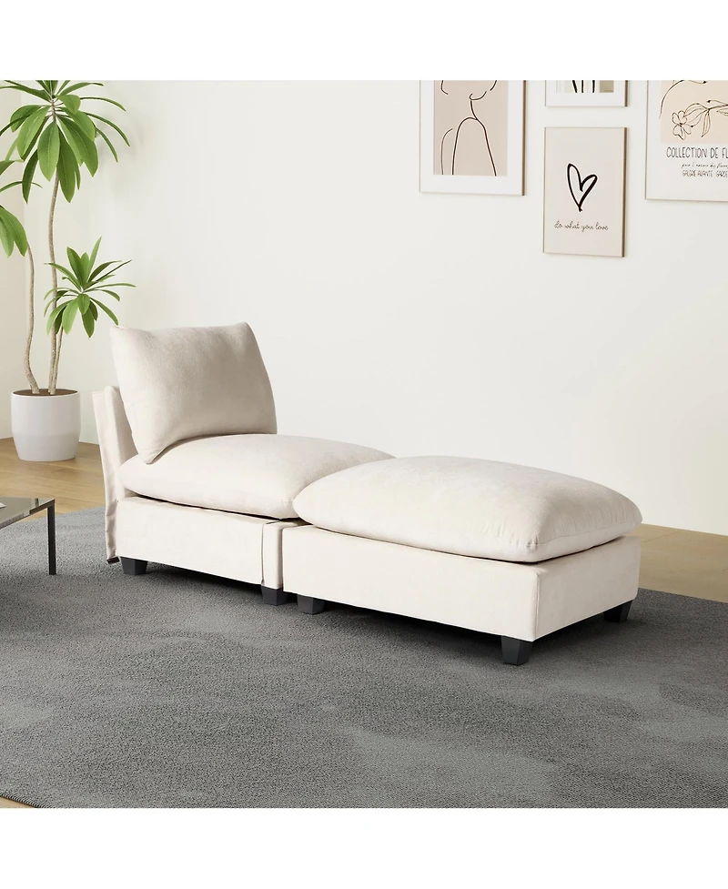 WestinTrends 68.5" Chenille Upholstered Indoor Chaise Lounge Chair