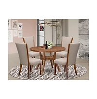 Luxe by East West Furniture 5 Piece Dining Set For 4 Includes 48" Round Table In Light Tan Color