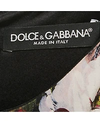 Pre-Owned Dolce & Gabbana Women's Black Floral Print Silk Lace Trim Midi Dress