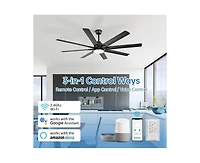 Sofucor 52-inch Modern Exquisite Black 8-Blade Ceiling Fans with Adjustable Led Lights and Intelligent Remote Control