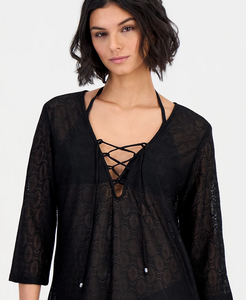 J Valdi Women's Lace-Up Tunic Cover-Up
