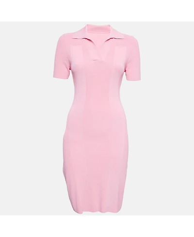 Pre-Owned Jacquemus Women's Pink Rib Knit Back Open Mini Dress