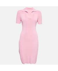 Pre-Owned Jacquemus Women's Pink Rib Knit Back Open Mini Dress