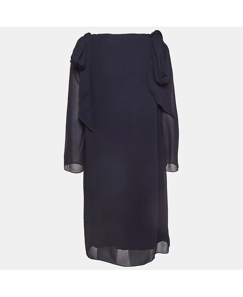 Pre-Owned Chloe Women's Navy Blue Crepe Tie-Up Detail Anthraci Robe Dress