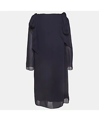 Pre-Owned Chloe Women's Navy Blue Crepe Tie-Up Detail Anthraci Robe Dress