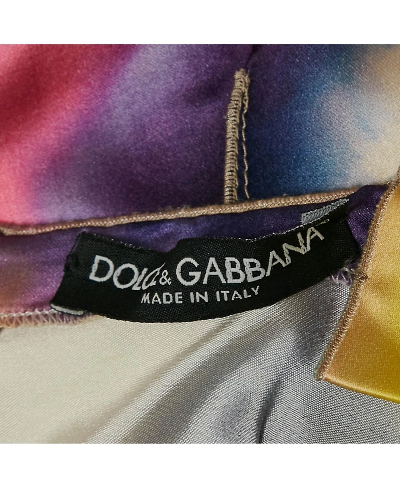 Pre-Owned Dolce & Gabbana Women's Multicolor Tie-Dye Print Satin Sheath Dress