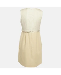 Pre-Owned Chloe Women's Cream Jute And Silk Sleeveless Mini Dress