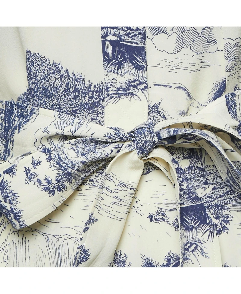 Pre-Owned Chloe Women's Cream/blue Printed Silk Mini