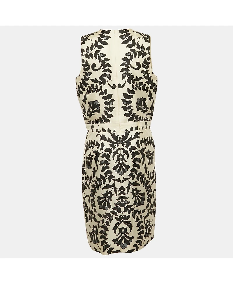 Pre-Owned Chloe Women's Black/white Printed Silk Sleeveless Knee-Length Dress