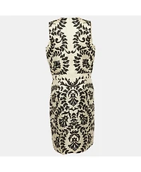 Pre-Owned Chloe Women's Black/white Printed Silk Sleeveless Knee-Length Dress