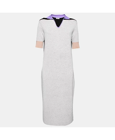 Pre-Owned Balenciaga Women's Colorblock Pattern Knit Shift Midi Dress