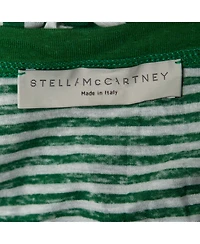 Pre-Owned Stella Mccartney Women's Green Striped Linen Blend Knit Oversized Belted Mini Dress