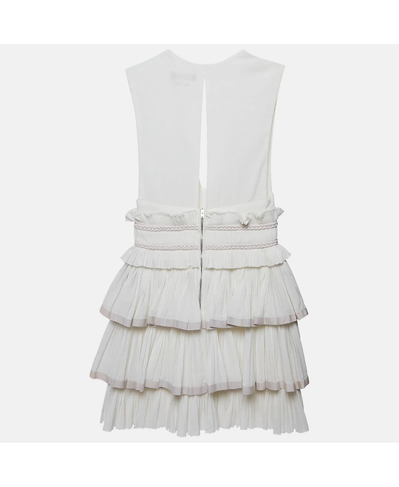 Pre-Owned Isabel Marant Women's White Cotton V-Neck Ruffled Glory Mini Dress