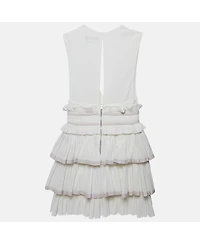 Pre-Owned Isabel Marant Women's White Cotton V-Neck Ruffled Glory Mini Dress