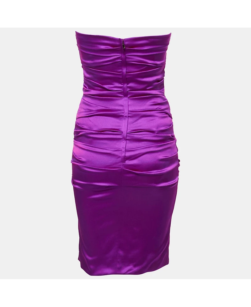 Pre-Owned Dolce & Gabbana Women's Pink Silk Ruched Strapless Mini Dress