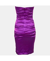 Pre-Owned Dolce & Gabbana Women's Pink Silk Ruched Strapless Mini Dress