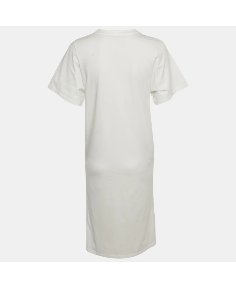 Pre-Owned Stella Mccartney Women's White Logo Print Cotton Knit T-Shirt Dress