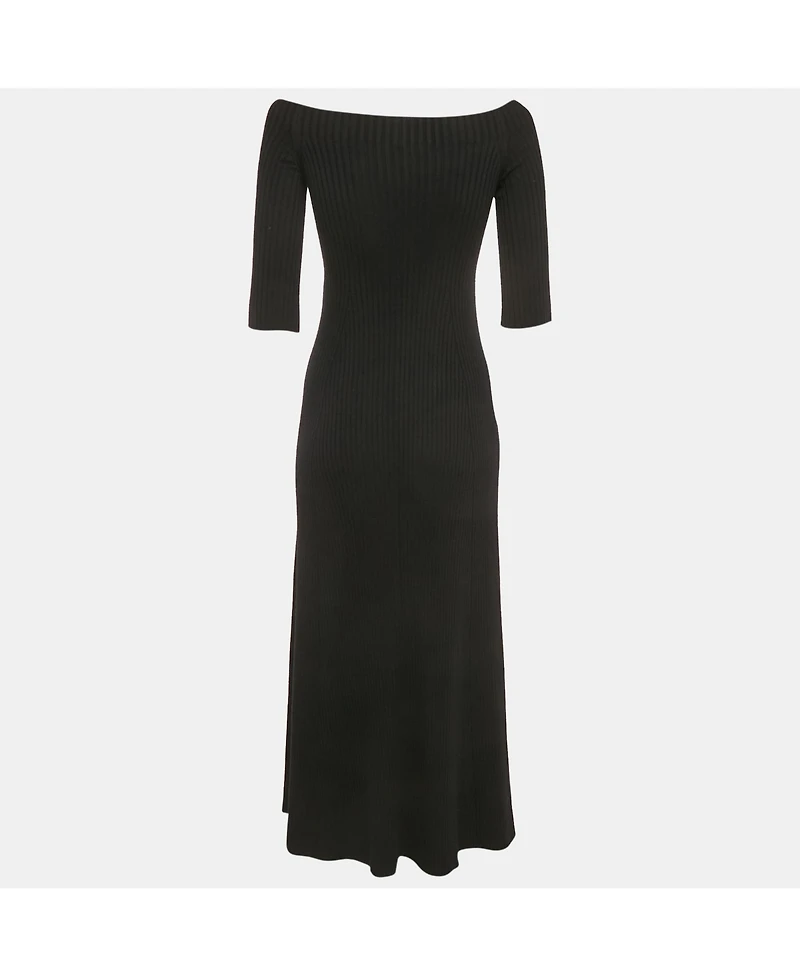 Pre-Owned Chloe Women's Pre-Owned Chloé Black Rib Knit High Neck Flared Midi Dress