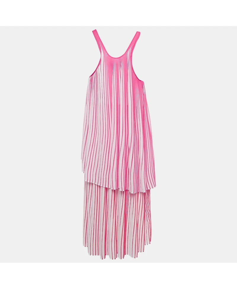 Pre-Owned Stella Mccartney Women's Pink/red Pleated Crepe Sleeveless Dress