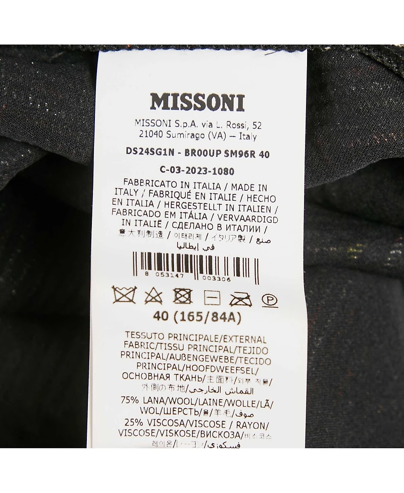 Pre-Owned Missoni Women's Black Zig Zag Knit V-Neck Sheath Dress