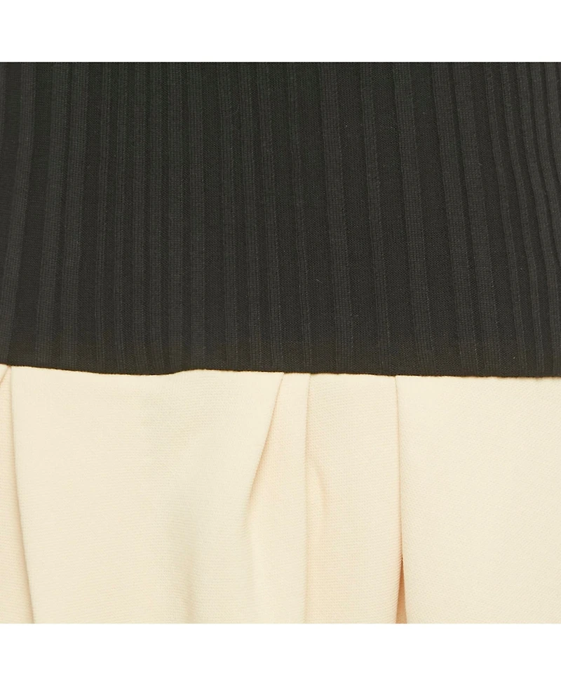 Pre-Owned Jacquemus Women's Black/beige Rib Knit And Cotton Asymmetric Midi Dress