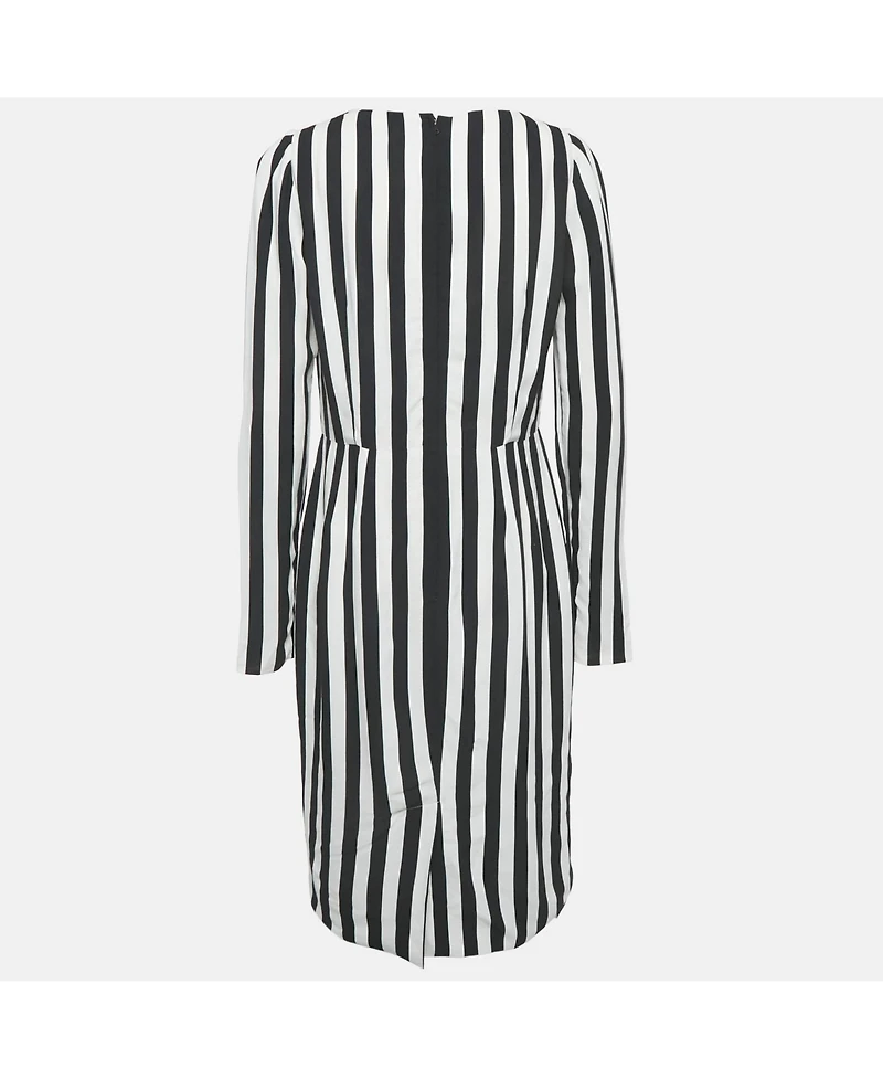 Pre-Owned Dolce & Gabbana Women's Black/white Stripe Crepe Midi Dress