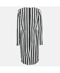 Pre-Owned Dolce & Gabbana Women's Black/white Stripe Crepe Midi Dress