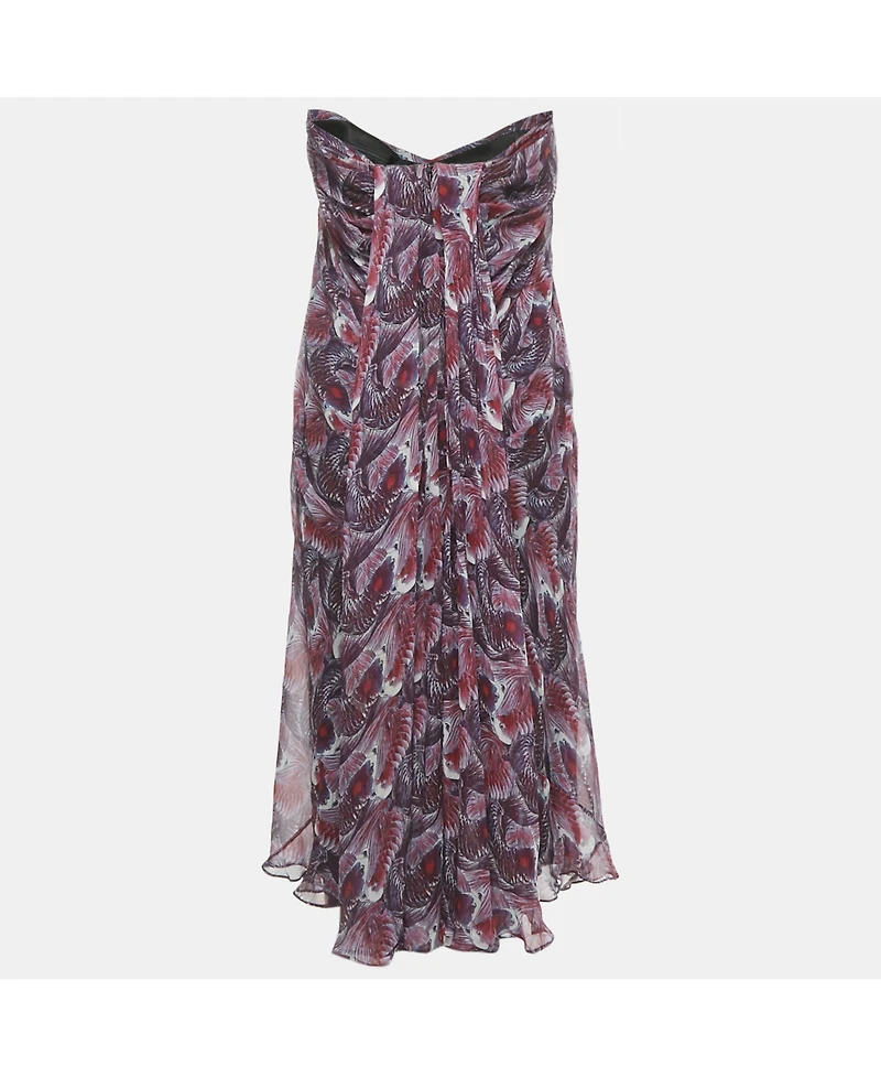 Pre-Owned Alexander Mcqueen Women's Purple Printed Strapless Midi Dress