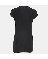 Pre-Owned Balmain Women's Black Glitter Jersey Crystal Embellished Logo T-Shirt