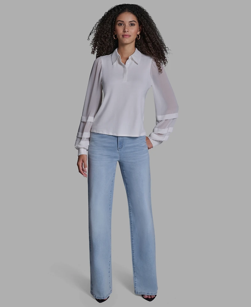 Bcbg Women's Slim Fit Collared Button-Up Top