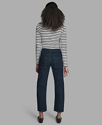 Bcbg Women's Seamed Barrel Mid-Rise Jeans