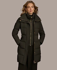 Donna Karan New York Women's Belted Bibbed Puffer Coat