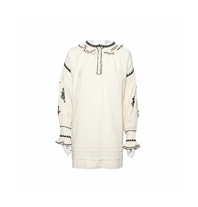 Pre-Owned Isabel Marant Women's Etoile Off White Embroidered Ruffled Oversized Top