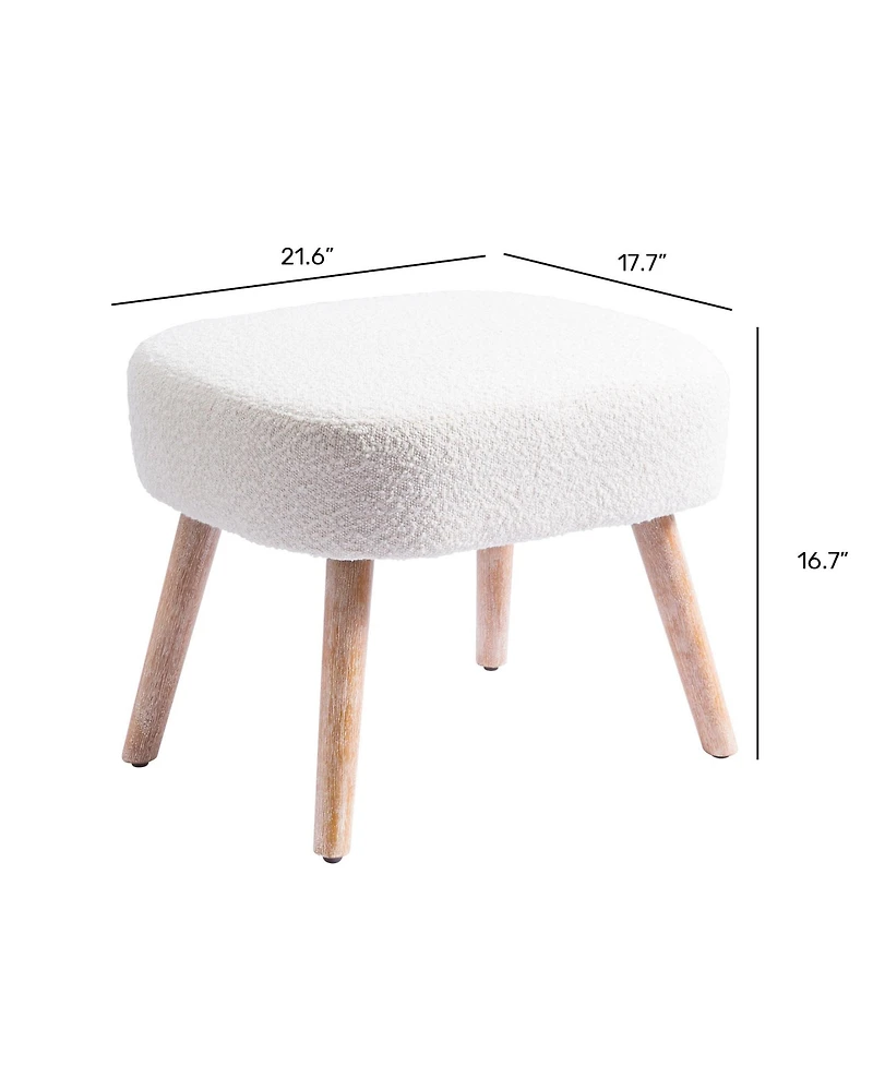 4 Piece Upholstered Boucle Accent Chair and Ottoman Sets