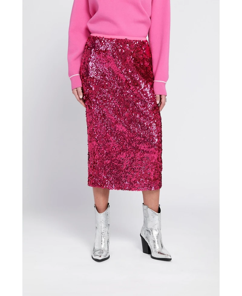 Elle Collection Women's Sequin Midi Skirt Pencil