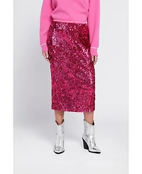 Elle Collection Women's Sequin Midi Skirt Pencil