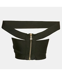 Pre-Owned Balmain Women's Black Jersey Corset Crop Top