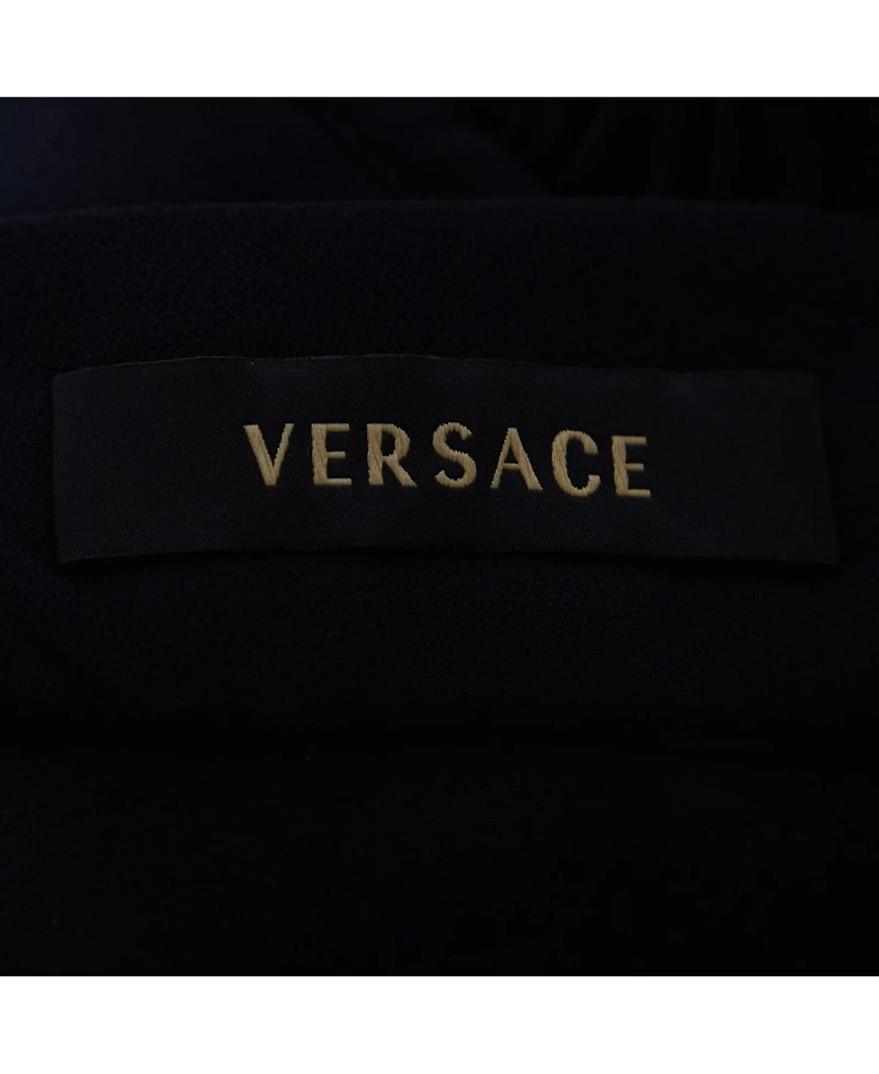 Pre-Owned Versace Women's Navy Blue Silk Ruched Strappy Top