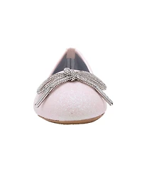 Bebe Girls' 1-13 Rhinestone Bow Glitter Ballet Flats