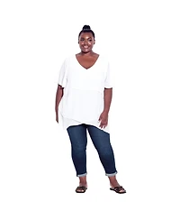 Avenue Women's Plus Tall Denim Girlfriend Stretch Jean