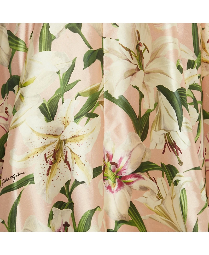 Pre-Owned Dolce & Gabbana Women's Pink Floral Print Silk Midi Skirt